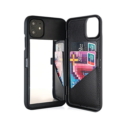Card Slot Mirror Back Cover Flip iPhone Case